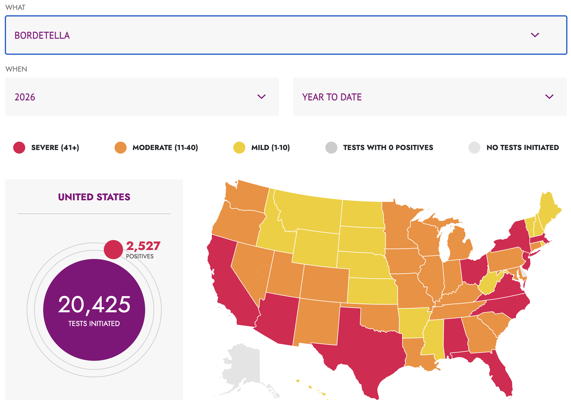 2026 Bordetella case map